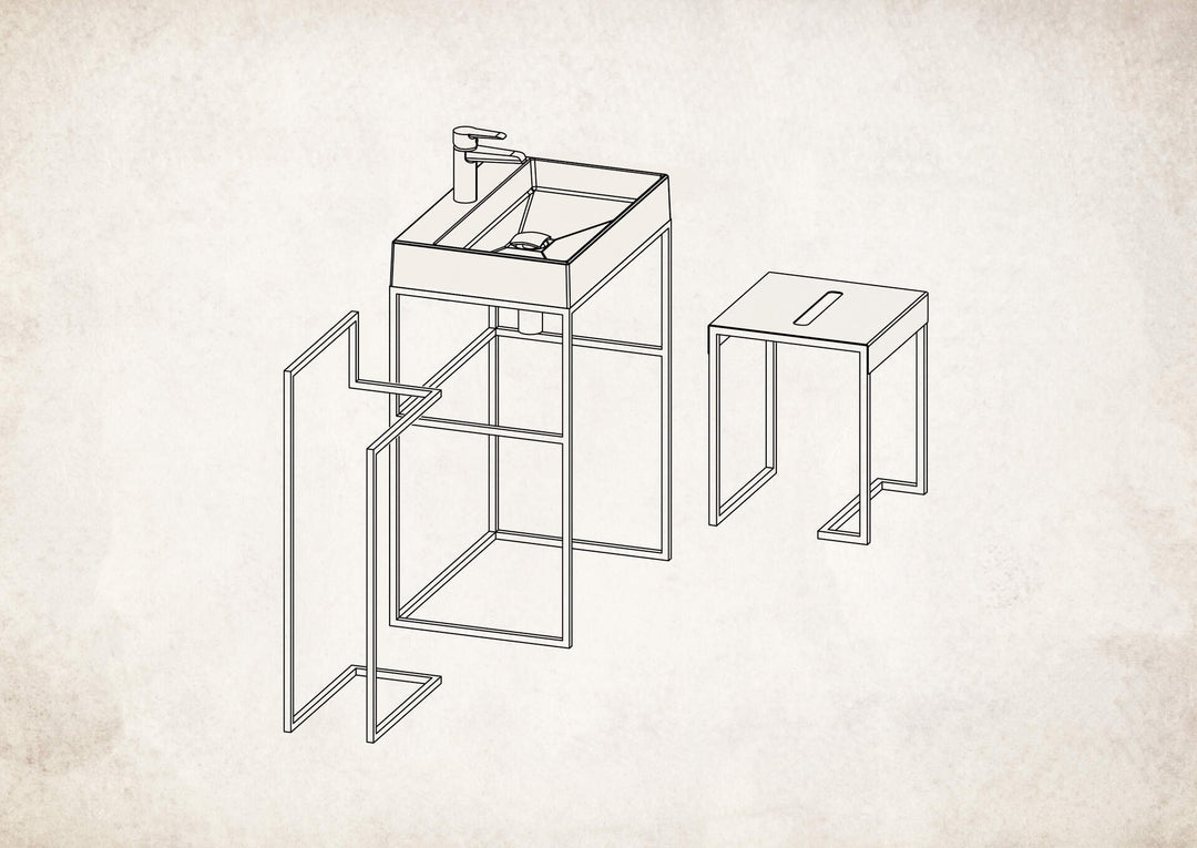 Taboret - stolik łazienkowy Mokko Czarny Mat
