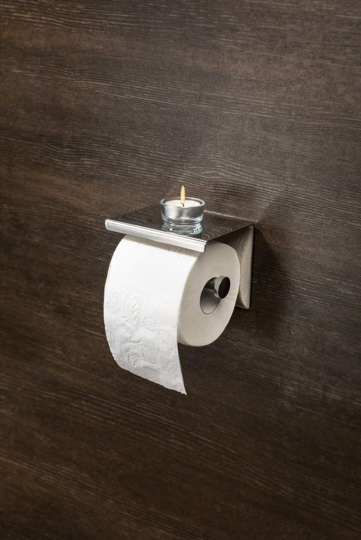 Uchwyt na papier toaletowy ścienny - z półką Round Chrom