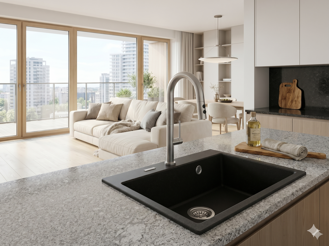 Zlewozmywak granitowy 1-komorowy Andante Beżowy