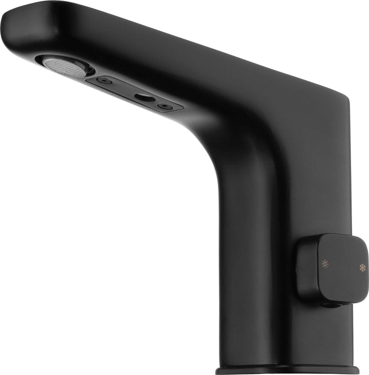 Bateria umywalkowa bezdotykowa z regulacją temperatury - 230/6V Hiacynt Czarny Mat