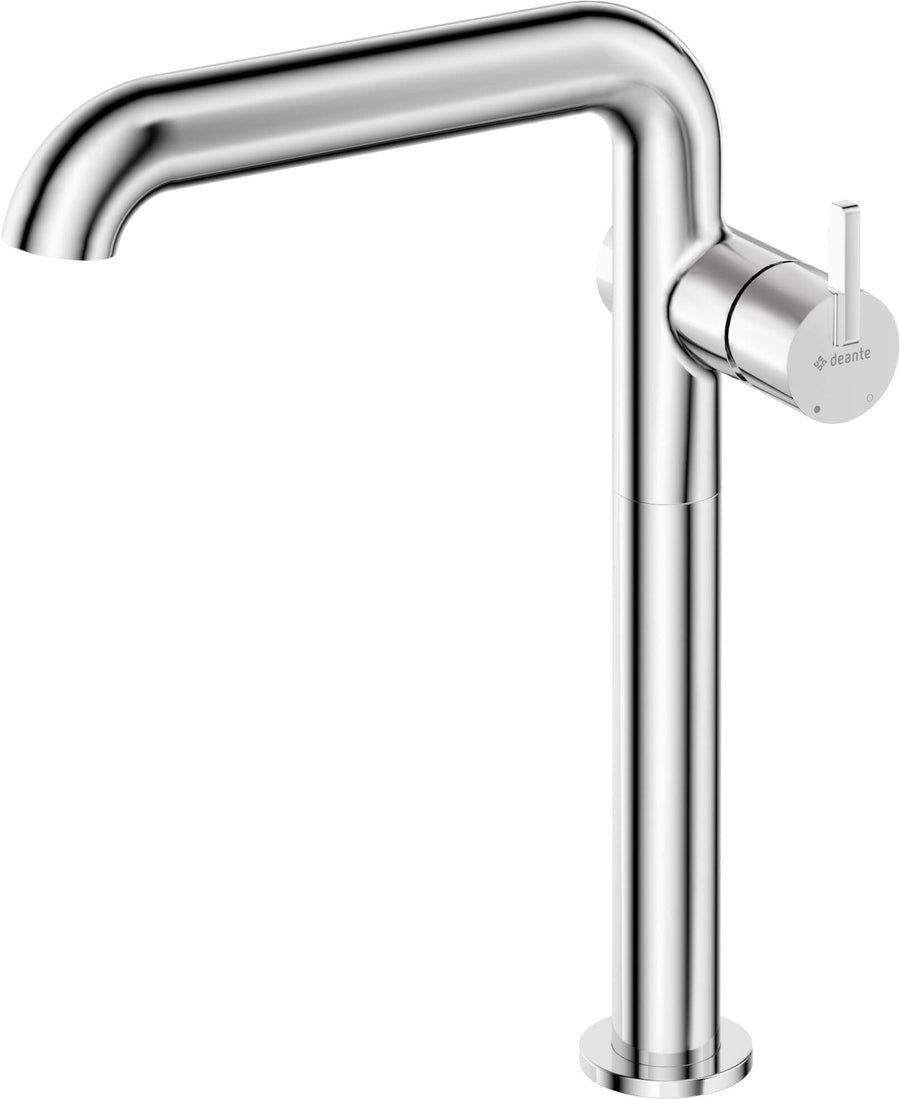 Bateria umywalkowa wysoka z prostokątną wylewką Silia Chrom