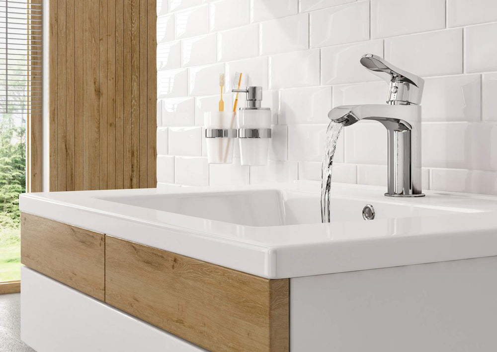 Umywalka ceramiczna wpuszczana z miejscem na baterię - 60 cm Floks Biały