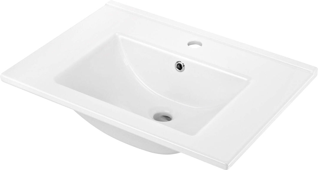 Umywalka ceramiczna wpuszczana z miejscem na baterię - 60 cm Floks Biały