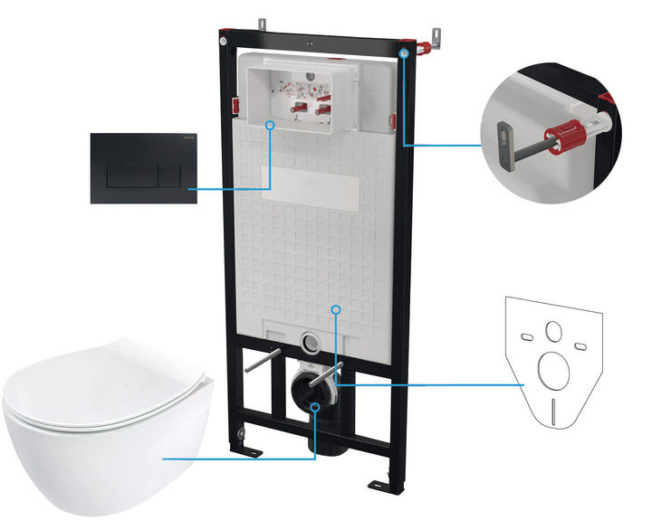 Zestaw WC podtynkowy 6 w 1 Silia Czarny Mat