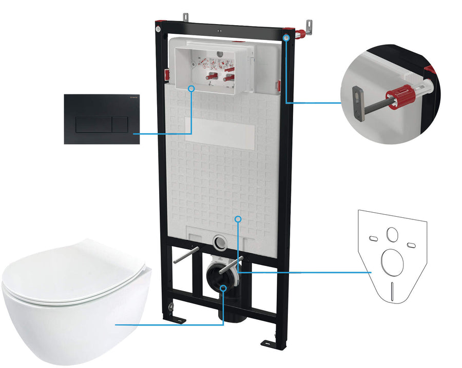 Zestaw WC podtynkowy 6 w 1 Silia Czarny Mat