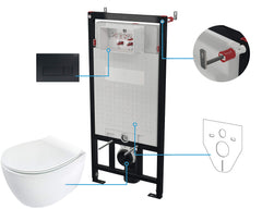 Zestaw WC podtynkowy 6 w 1 Silia Czarny Mat