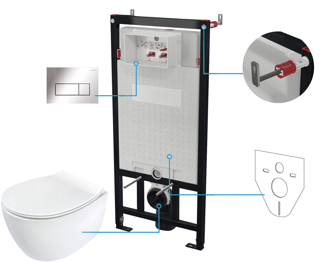 Zestaw WC podtynkowy 6 w 1 Silia Chrom