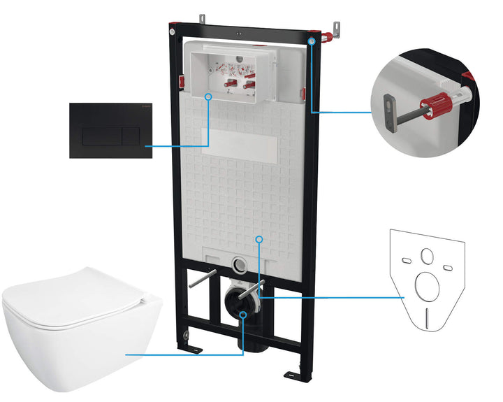 Zestaw WC podtynkowy 6 w 1 Hiacynt New Czarny Mat