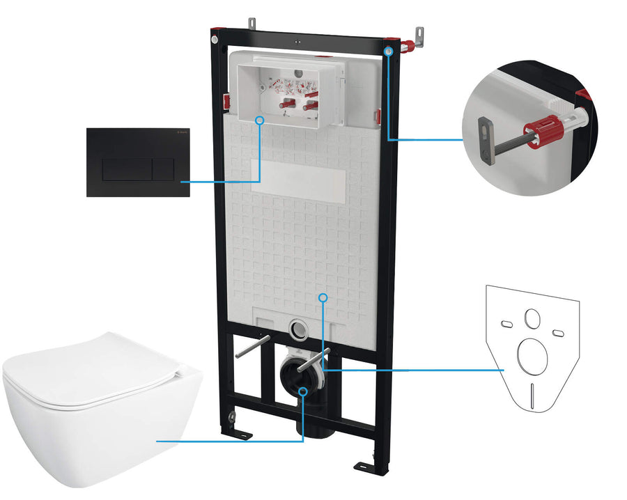 Zestaw WC podtynkowy 6 w 1 Hiacynt New Czarny Mat