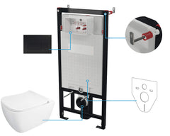 Zestaw WC podtynkowy 6 w 1 Hiacynt New Czarny Mat