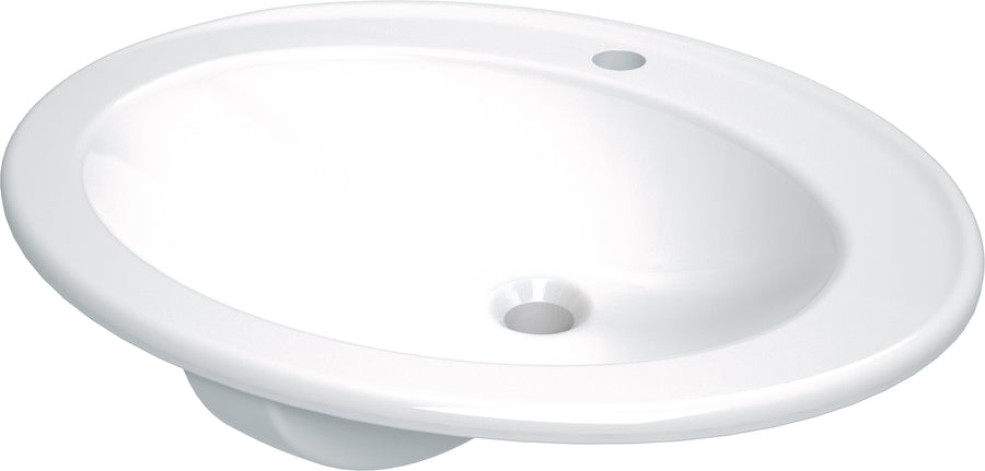 Umywalka ceramiczna wpuszczana z miejscem na baterię Round Biały
