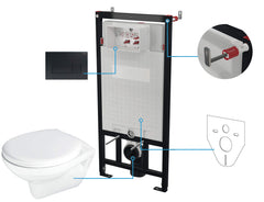 Zestaw WC podtynkowy 6 w 1 Boro Czarny Mat