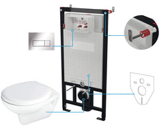 Zestaw WC podtynkowy 6 w 1 Boro Chrom