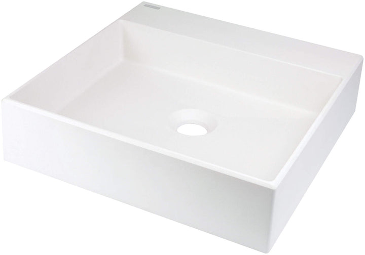 Umywalka granitowa nablatowa z miejscem na baterię - 400x400 mm Correo Biały Mat