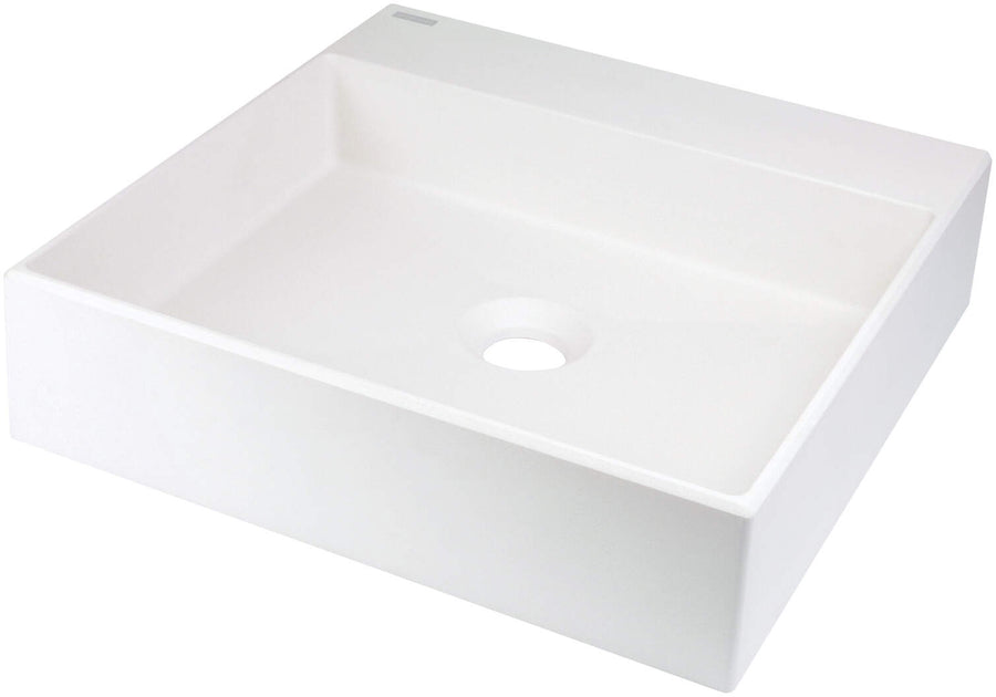 Umywalka granitowa nablatowa z miejscem na baterię - 400x400 mm Correo Biały Mat