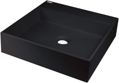 Umywalka granitowa nablatowa z miejscem na baterię - 400x400 mm Correo Czarny Mat