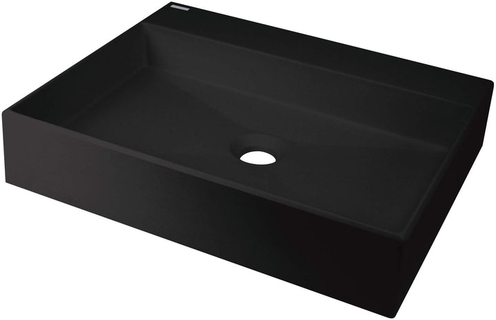 Umywalka granitowa nablatowa z miejscem na baterię - 500x400 mm Correo Czarny Mat