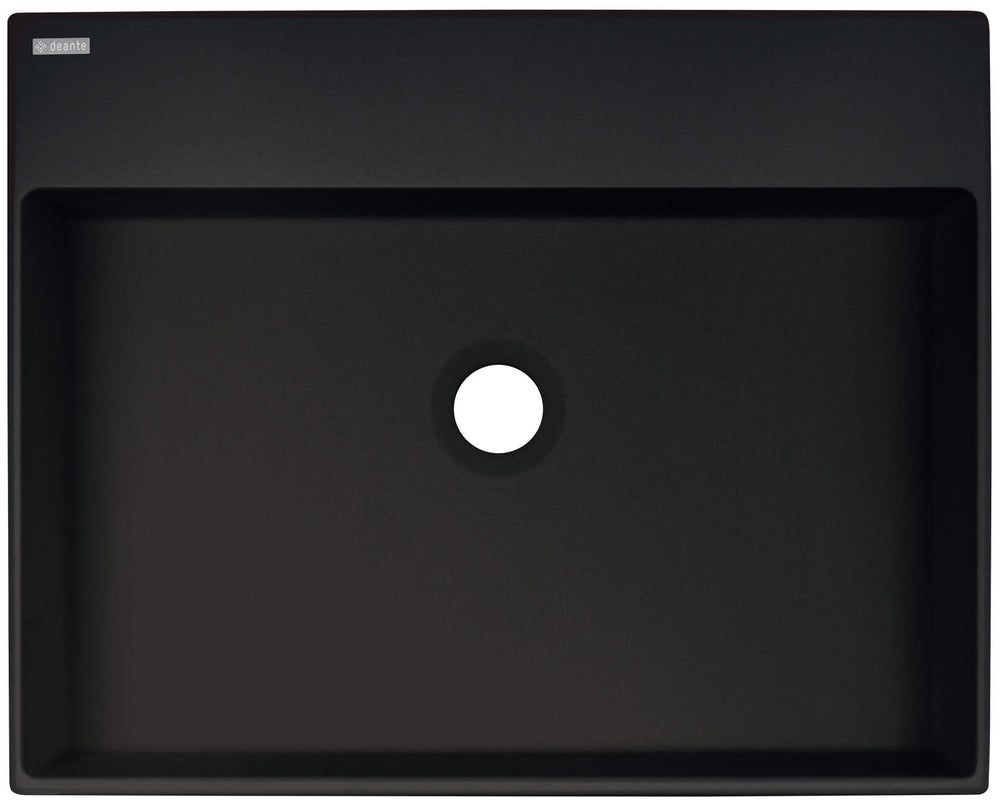 Umywalka granitowa nablatowa z miejscem na baterię - 500x400 mm Correo Czarny Mat