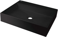Umywalka granitowa nablatowa z miejscem na baterię - 500x400 mm Correo Czarny Mat