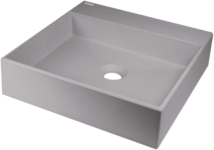 Umywalka granitowa nablatowa z miejscem na baterię - 400x400 mm Correo Szary Metalik