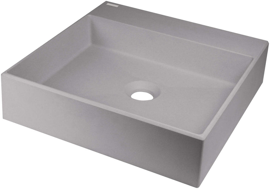Umywalka granitowa nablatowa z miejscem na baterię - 400x400 mm Correo Szary Metalik