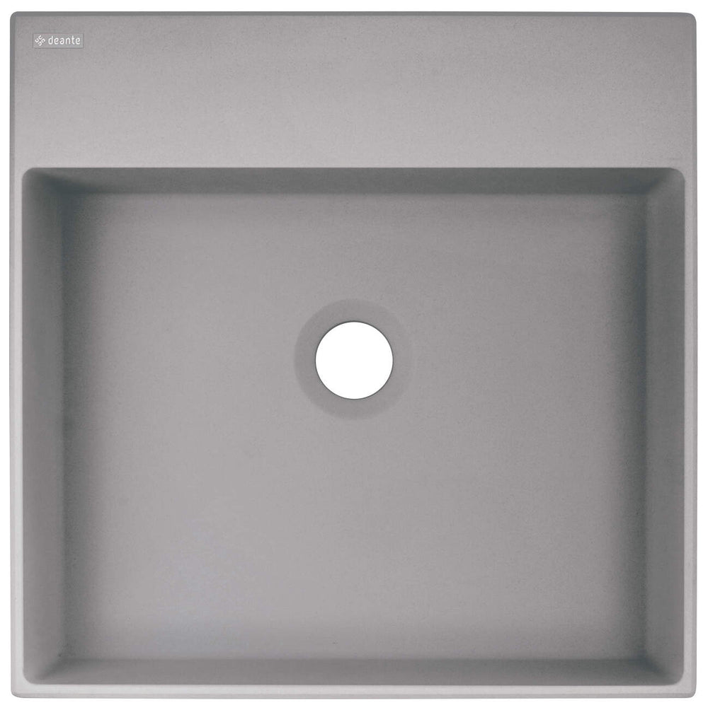 Umywalka granitowa nablatowa z miejscem na baterię - 400x400 mm Correo Szary Metalik