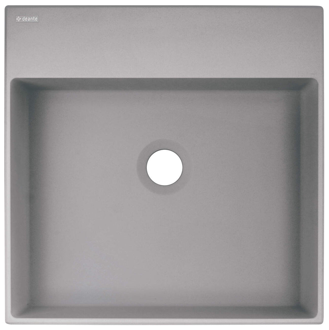 Umywalka granitowa nablatowa z miejscem na baterię - 400x400 mm Correo Szary Metalik