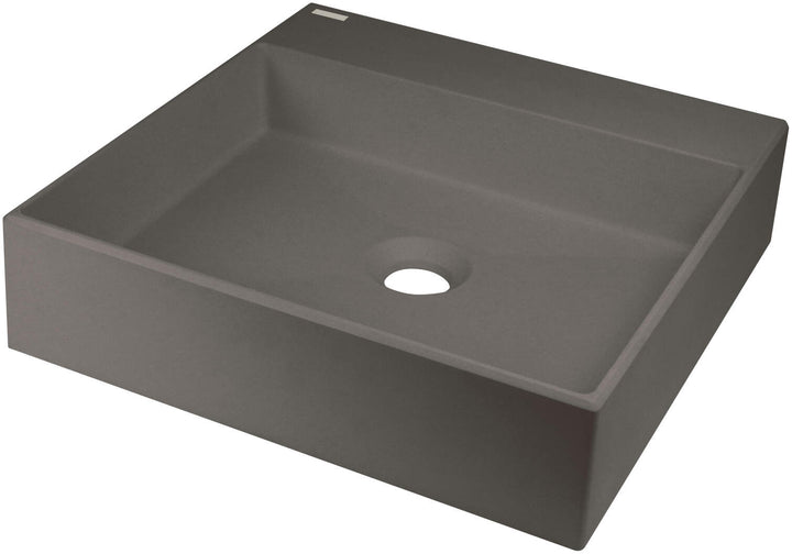 Umywalka granitowa nablatowa z miejscem na baterię - 400x400 mm Correo Antracyt