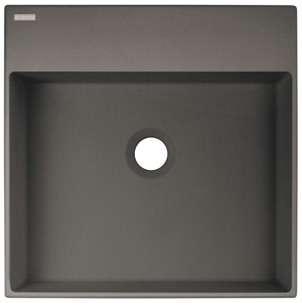Umywalka granitowa nablatowa z miejscem na baterię - 400x400 mm Correo Antracyt