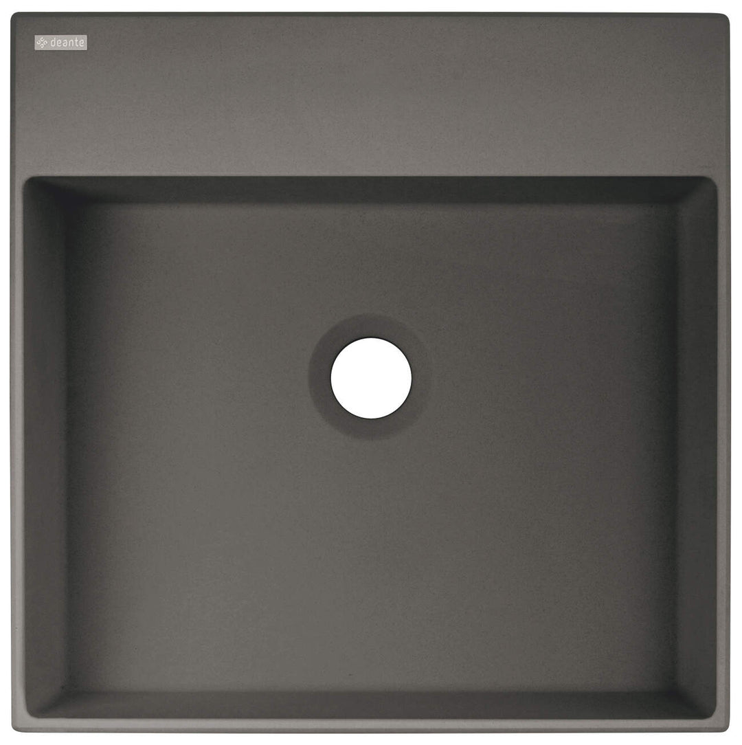 Umywalka granitowa nablatowa z miejscem na baterię - 400x400 mm Correo Antracyt