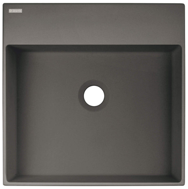 Umywalka granitowa nablatowa z miejscem na baterię - 400x400 mm Correo Antracyt