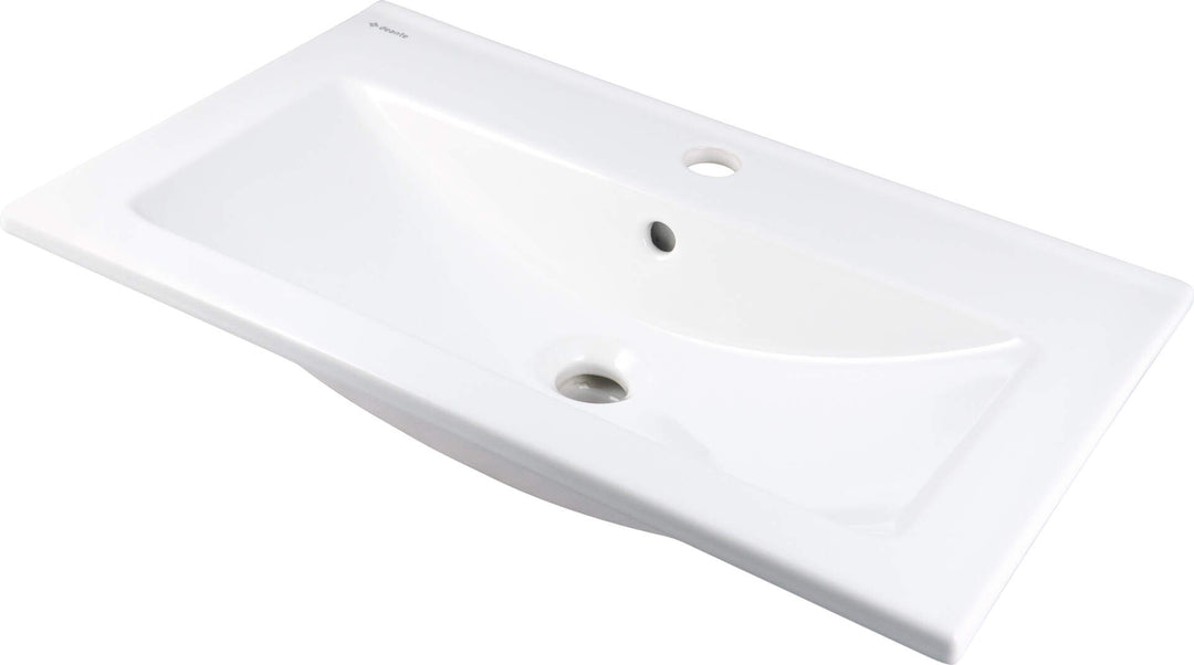 Umywalka ceramiczna wpuszczana z miejscem na baterię Tubo Biały