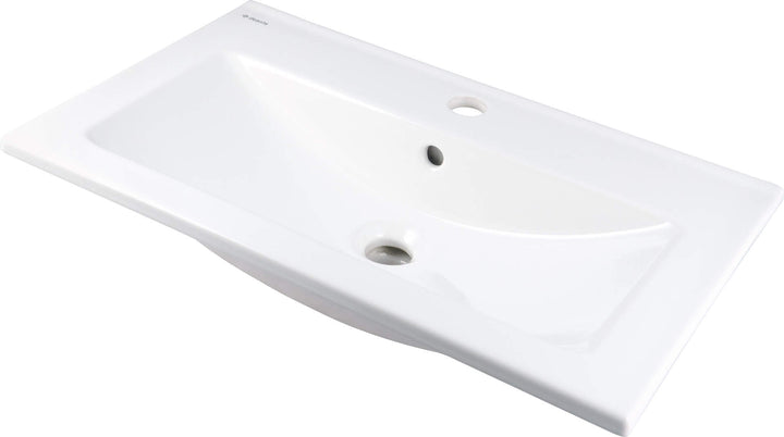 Umywalka ceramiczna wpuszczana z miejscem na baterię Tubo Biały