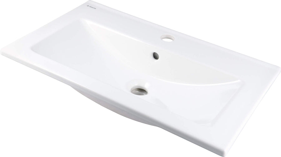 Umywalka ceramiczna wpuszczana z miejscem na baterię Tubo Biały