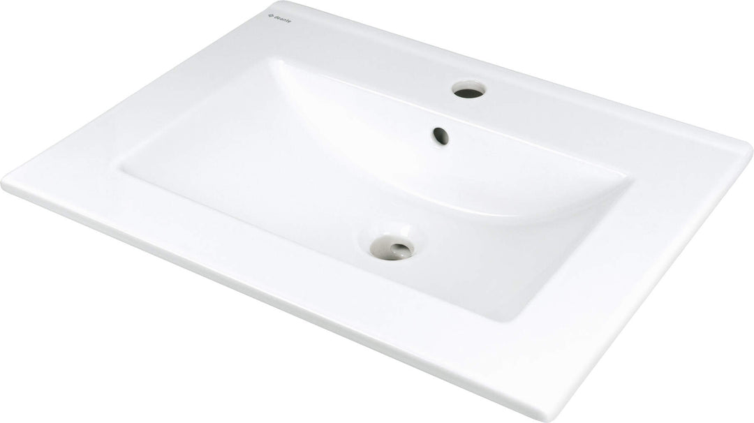 Umywalka ceramiczna wpuszczana z miejscem na baterię Tubo Biały
