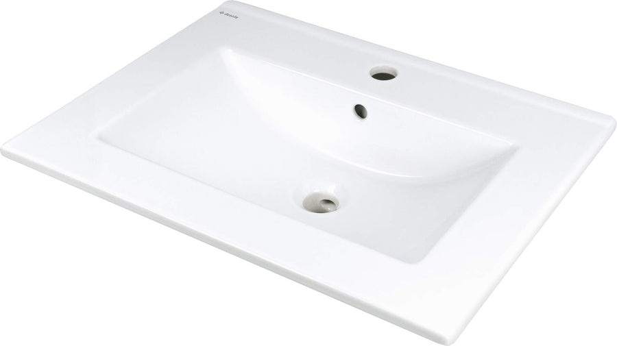 Umywalka ceramiczna wpuszczana z miejscem na baterię Tubo Biały