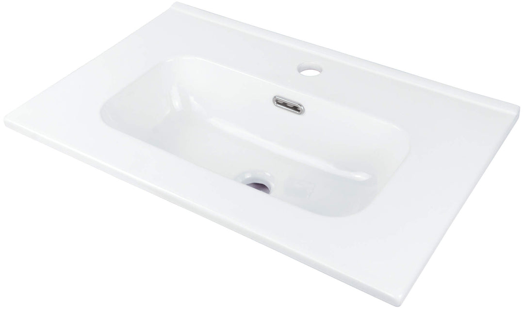 Umywalka ceramiczna wpuszczana z miejscem na baterię - 60 cm Tubo Biały