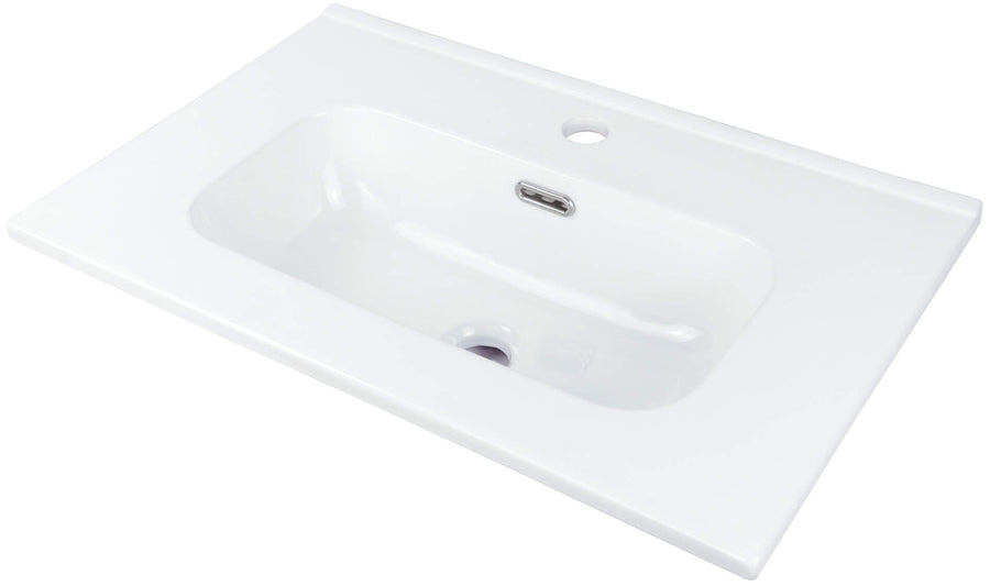 Umywalka ceramiczna wpuszczana z miejscem na baterię - 60 cm Tubo Biały