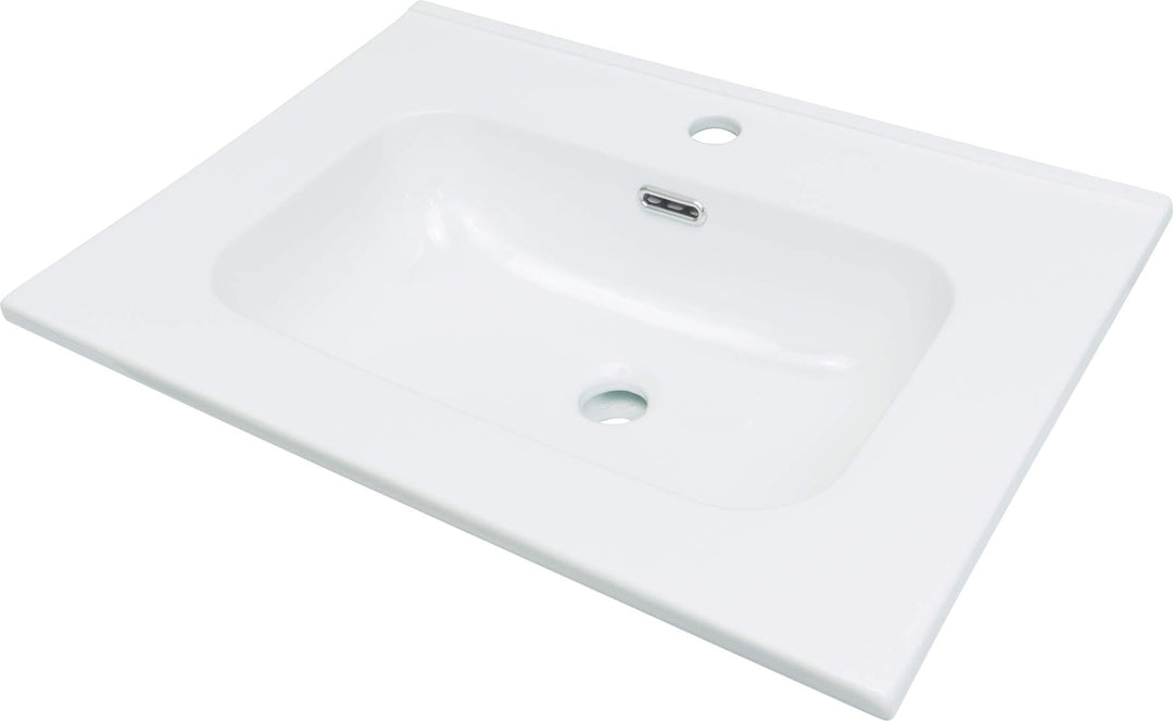 Umywalka ceramiczna wpuszczana z miejscem na baterię - 60 cm Tubo Biały