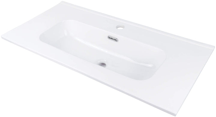 Umywalka ceramiczna wpuszczana z miejscem na baterię - 80 cm Tubo Biały