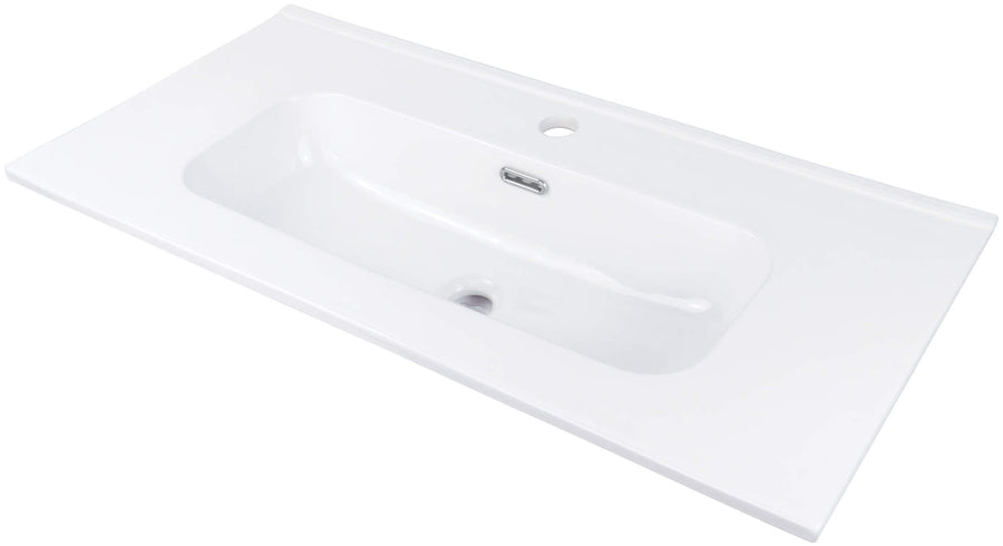 Umywalka ceramiczna wpuszczana z miejscem na baterię - 80 cm Tubo Biały