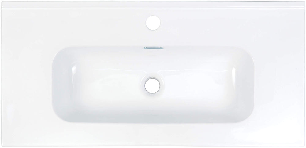 Umywalka ceramiczna wpuszczana z miejscem na baterię - 80 cm Tubo Biały