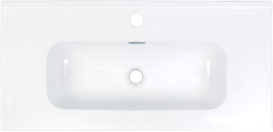 Umywalka ceramiczna wpuszczana z miejscem na baterię - 80 cm Tubo Biały