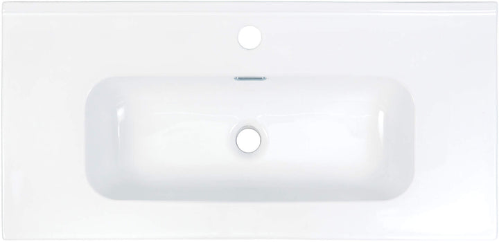 Umywalka ceramiczna wpuszczana z miejscem na baterię - 80 cm Tubo Biały