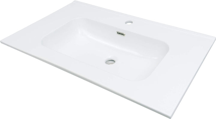 Umywalka ceramiczna wpuszczana z miejscem na baterię - 80 cm Tubo Biały