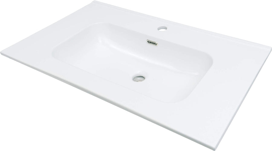 Umywalka ceramiczna wpuszczana z miejscem na baterię - 80 cm Tubo Biały