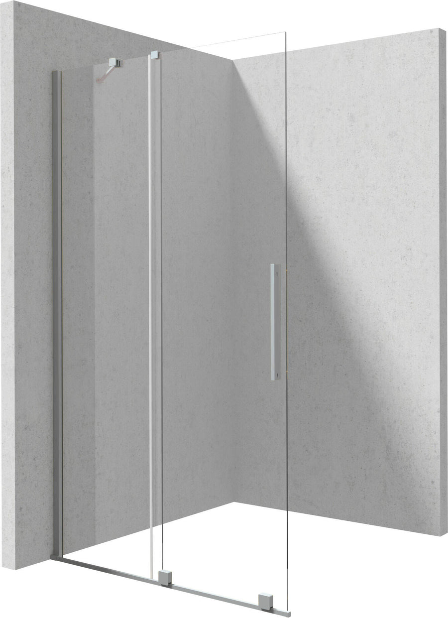 Ścianka prysznicowa walk-in 140 cm - przesuwna Prizma Stalowy Szczotkowany