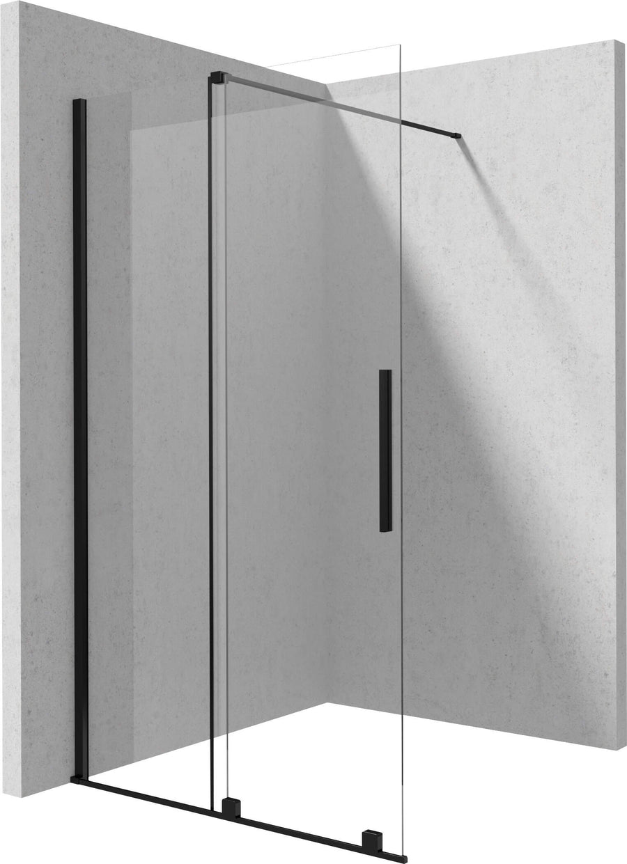 Ścianka prysznicowa walk-in 90 cm - przesuwna Prizma Czarny Mat