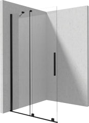 Ścianka prysznicowa walk-in 80 cm - przesuwna Prizma Czarny mat