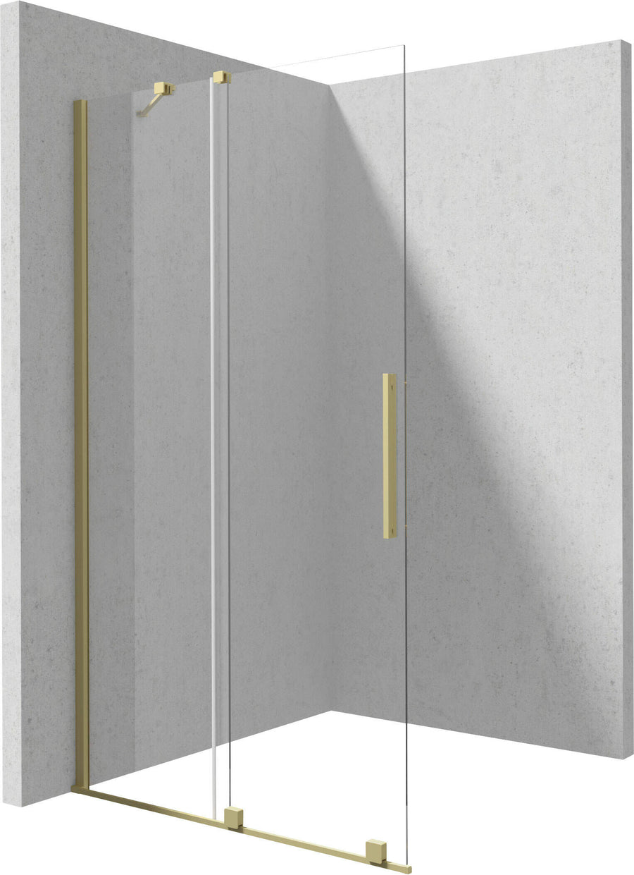 Ścianka prysznicowa walk-in 100 cm - przesuwna Prizma Złoty Szczotkowany